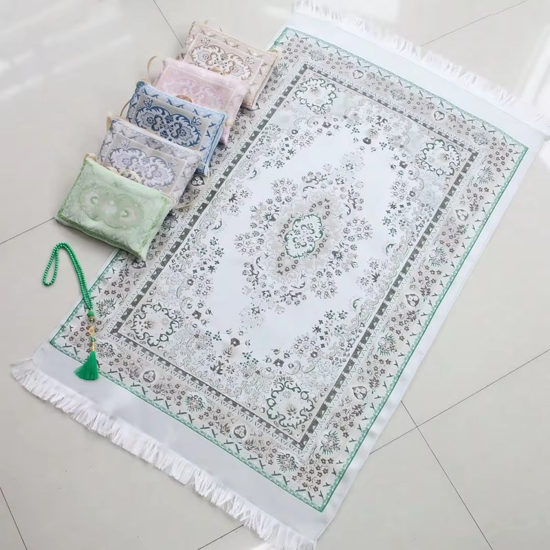 3pcs Set Middle Eastern Style Prayer Mat, Printed Prayer Rug With Bag & Beads, Lightweight, Portable, Comfortable & Non-Slip
