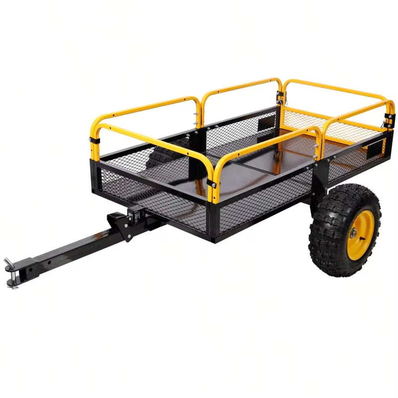 Heavy-Duty Trailing Utility Wagon 1000 Lbs Capacity For Yard Garden Farm Hauling High Load Capability Steel Frame Large Volume Utility Trailer Multi-Terrain Use Heavy Load Transport Tool-XY414156